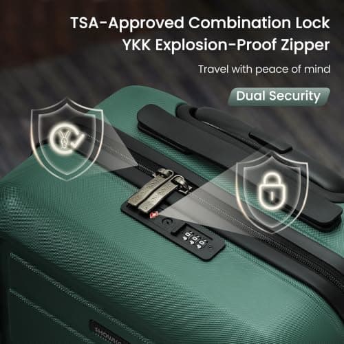 SHOWKOO Luggage Set 3 Piece Hardshell PC Expandable Suitcase, Army Green — view 4