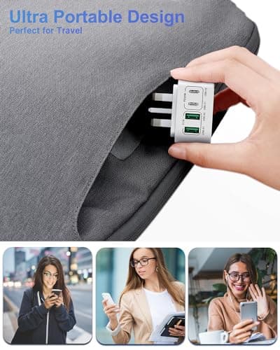 40W USB C Plug Fast Charge, UK 4-Port Multi USB Charger Plug Fast Charging Head for iPhone 17 16 15 14 13 12 11 Pro Max SE XS XR Plus, iPad, Samsung Galaxy,Dual USBC Power Adaptor Type C Wall Head — view 6