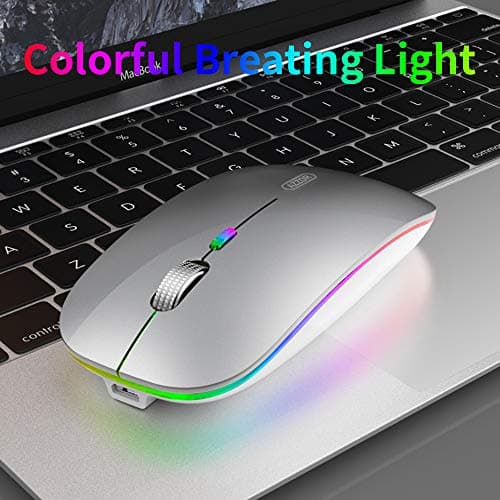 Uiosmuph G12 Wireless Mouse for Laptop, Rechargeable Mice, Silent - Silver — view 3