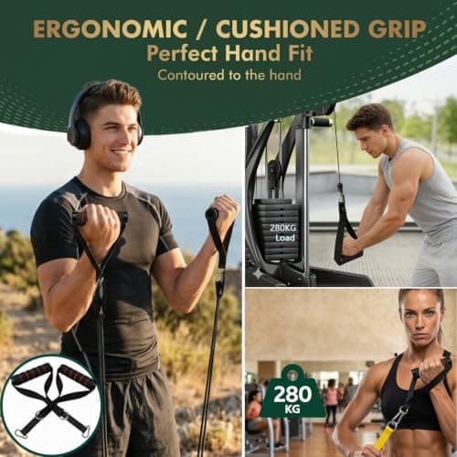 Long Resistance Bands Set, 4 Pcs Heavy Duty TPE Exercise Band (90lbs Max) for Pull Up Assist, Odourless Workout Bands with Upgraded Door Anchor+Pro Handle, Portable Home Gym Band for Strength Training — view 5