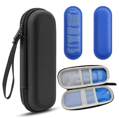 QILUCKY Insulin Cooler Travel Case, Diabetic Travel Case with 2 Nylon Ice Packs, Diabetic Supplies Insulin Pen Case, Portable Insulin Travail Case(Black)