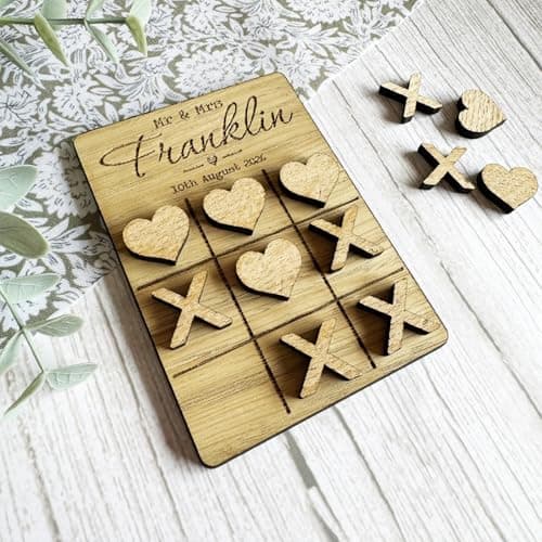 Personalised Wedding Table Game, Hearts & Crosses Kids Activity Favour — view 4