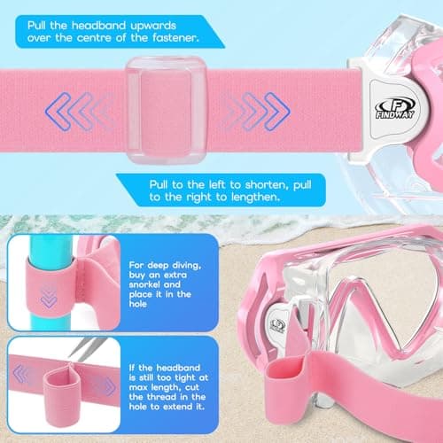 Findway Diving Mask with Elastic Fabric Strap, Snorkel Mask Adults with Nose Cover for Mens and Womens, Swimming Goggles with 180° Panoramic HD Tempered Glass Anti-fog Snorkelling Mask No Leak — view 5