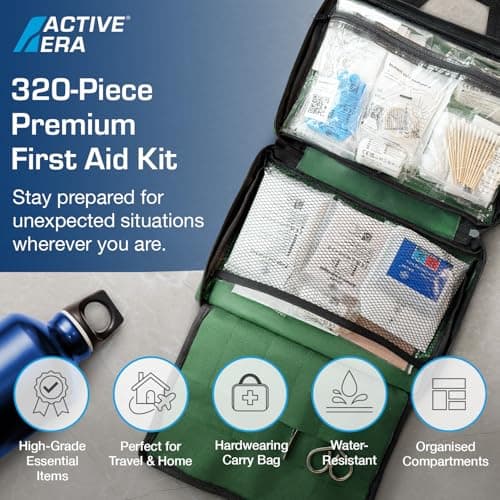 320 Piece Premium First Aid Kit Bag - Includes Eyewash, 2 x Cold (Ice) Packs and Emergency Car Blanket for Home, Office, Caravan, Workplace, Travel — view 2