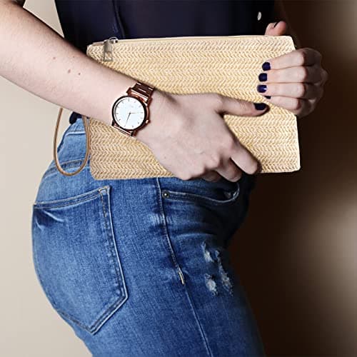 Molain Womens Straw Clutch Handbag - Bohemian Summer Beach Woven Purse With Zipper - Sea Wristlet for Women Girls — view 2
