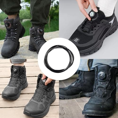 WLICCHS Pack of 4 140 cm Automatic Twist Lock Shoelaces for Boa Replacement Rope, Metal Wire, No Ties, Black for Twist Lock Outdoor Hiking Shoes, Sports Shoes, Work Shoes — view 3