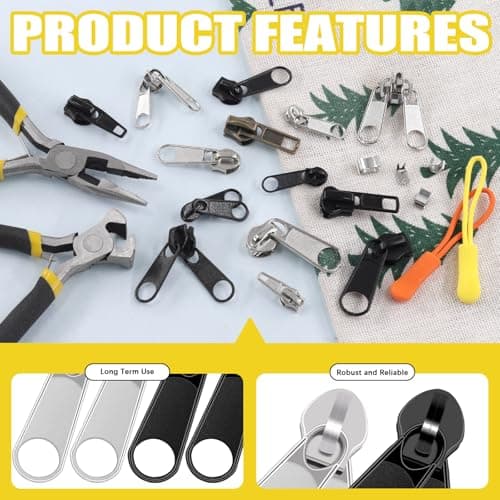 Mardatt 144Pcs Zipper Repair Kit - #3#5#8 Zipper Replacement with Extension Pulls, Installation Pliers for Bags, Tents, Luggage, Jackets, Backpacks, Sleeping Bags — view 3