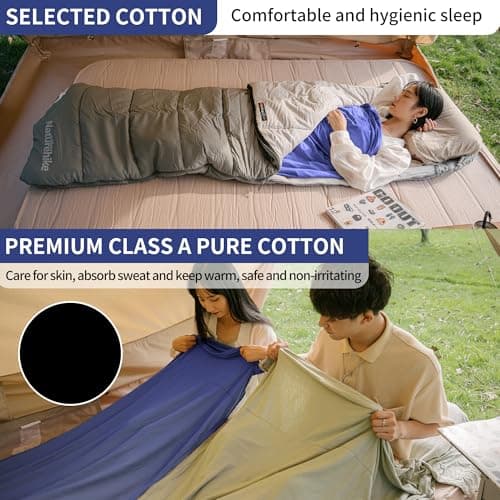 Naturehike Cotton Sleeping Bag Liner 210 x 75 cm, Cotton Travel Sheet Camping Sleep Bag Liner with Pillow Slot, Portable Lightweight Backpacking Essentials for Camping Hostels Picnic Hiking — view 4