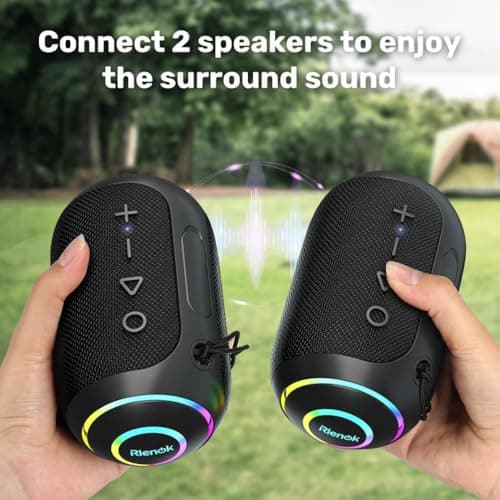 RIENOK Bluetooth Speaker Wireless Portable Waterproof Speaker with Bass 10-Hour Playtime IPX7 Bluetooth 5.3 TF Card Mini Speakers for Home Garden Party Camping Travel — view 6