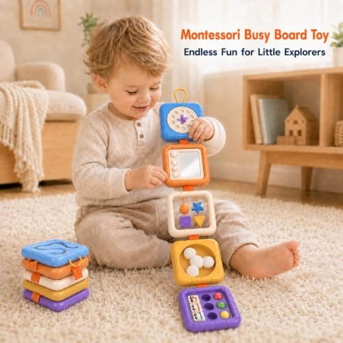 Kdoliti Busy Board for 1 Year Old,Activity Cube Plane Toy for 1 2 Year Old,Montessori Toy for 1 2 3 Year Old,Toddler Travel Toy,Toddler Plane Activity,Montessori Busy Board,Baby Toy for Girl Boy Gift — view 2