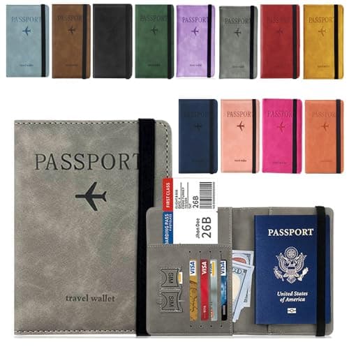 AlezyB 1X Grey RFID Passport Holder Cover & Travel Wallet, RFID Blocking Organiser for Tickets, Cash & Cards,Credit Cards Holder, Airport Essentials Passport Case for Men & Women, Travel Accessories — view 2