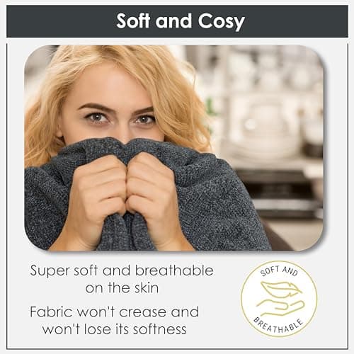 Emma Barclay Throw Blanket For Sofas Bed Extra Large Soft Chenille Throws For Settees In Charcoal Throw Fleece Blankets - Darcy Collection 50" x 60" (127cm x 152cm) Charcoal — view 2