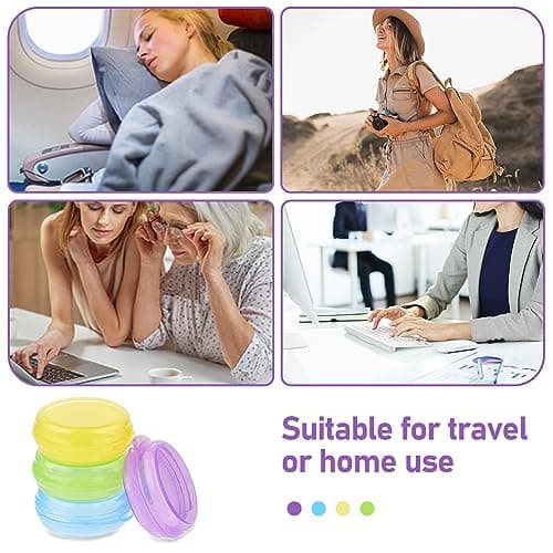 WLLHYF Small Pill Box, Cute Pill Case Portable for Pocket Purse Daily Round Mini Pill Organizer Travel Pill Case Medicine Storage Container Earplug Case 4 Pack (4pcs-Blue/Yellow/Green/Purple) — view 6