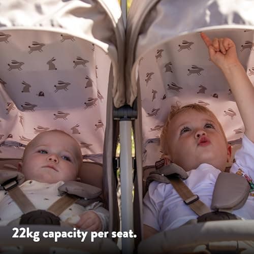 Cosatto Yo Double Baby Pushchair for Newborn & Toddler | Toddler - Birth - 25kg | Lightweight Compact Fold Twin Stroller, UPF 100+ Sun Protection, Raincover Included, Storage Basket (Foxed) — view 4