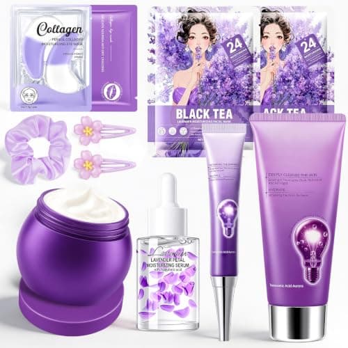 Lavender Skincare Set,10 PCS Skin Care Set For Women,Travel Skincare Set