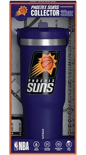 Hydrapeak x NBA Officially Licensed Phoenix Suns 32oz Nomad Stainless Steel Tumbler with Handle and Straw Lid, Leakproof Water Bottle in Limited Edition Collector's Gift Box — view 3