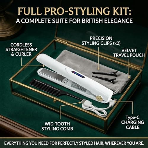 Mini Hair Straightener Rechargeable,2in1 Cordless Hair Straighteners and Curler,Mini Hair Straightener Wireless,Rechargeable Ceramic Mini Portable Curling Iron with 2600mah (White) — view 5