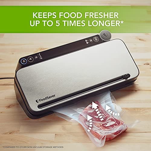 FoodSaver Multi-Use Food Preservation System | Food Vacuum Sealer Machine | with Handheld Sealer, 1 Roll, 4 Vacuum Sealer Bags & 4 Zipper Bags | Silver with Black Accents [VS3190] — view 2