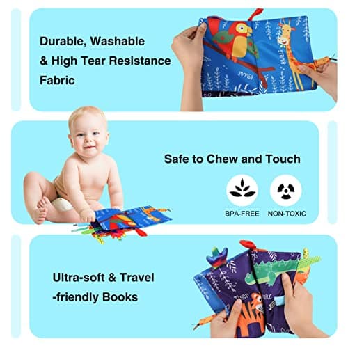 Dacitiery Baby Soft Cloth Book, Washable Sensory Book Toy for 0-24 Months — view 4