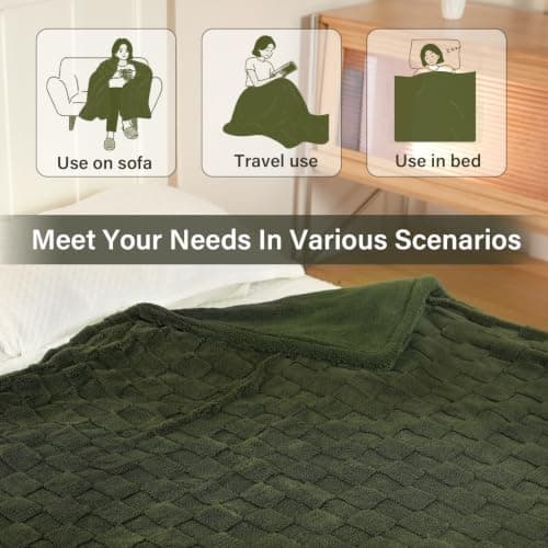 Heated Blanket, Electric heated throw 160x130CM Green, Electric Blanket — view 6