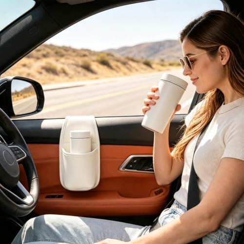 Car Door Cups Holder Window Hanging Organizer,Car Door Storage Pocket，White — view 5