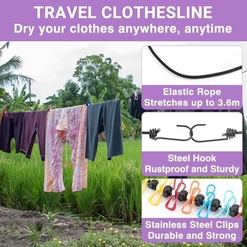 Travel Washing Machine & Retractable Clothesline - Hand Washing Machine & Portable Clothes Washer - Durable Travel & Camping Laundry Wash Bag - Portable Manual Clothes Washer — view 3