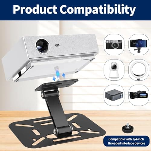 Stamlyn Desktop Projector Stand, Foldable 3-in-1 Mini Projector Holder with 1/4" Screw, 180° Rotatable Projector Mount for Home Cinema, Office, Outdoor, Desk, Wall & Ceiling — view 2