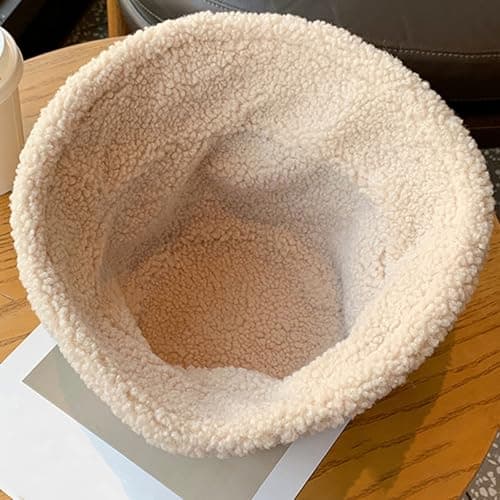 Women's Reversible Suede Bucket Hat Winter Hat Beige — view 5