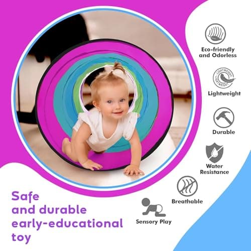LATERN 180CM Kids Play Tunnel, 46CM Round Opening Baby Tent, Colorful Pop Up Crawl Collapsible Tent Gift for Boy Girl Pets Indoor Outdoor Backyard Game — view 3