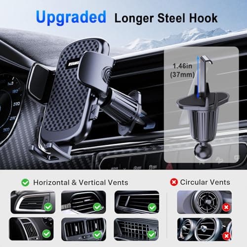 [Ultra-Stable] Car Phone Holder [2026 Upgraded Suction & Clip] Mobile Phone Mount for Dashboard Windscreen Vent, Cell Stand Base Truck Van Cradle for iPhone 17 Pro Max 16 15 14 13 SE Mini Samsung S26 — view 4