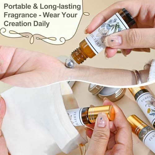 Gdblsm Perfume Making Kit- DIY Solid Perfume for Women, 2-in-1 Roller Perfume & Perfume Balm, Mini Perfume Set with Roll On Fragrances Bottle, Essential Oils, Travel Size Perfume Gift for Women, Men — view 6