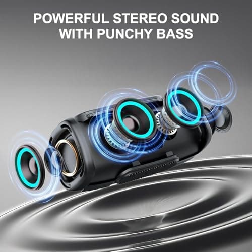 Bluetooth Speaker, 6000mah Portable Speaker with 36 Hour Playtime, Speakers Wireless Bluetooth 5.4 with Louder Volume & Enhanced Bass, Built-In Mic, Stereo Sound , Party/Gifts/Led Light for Outdoor — view 5