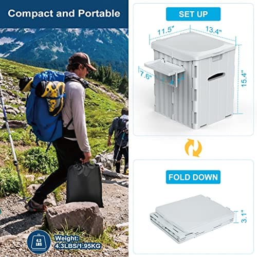 WADEO XXXL Camping Toilet, 400lbs Portable Foldable Potty for Adults — view 2