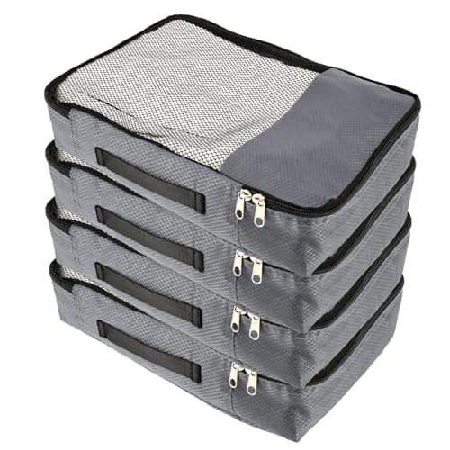 HAIJED 4 PCS Packing Cubes, Oxford Fabric Luggage Organisers for Suitcase, Travel Organiser Bags with Double Zipper Mesh Top, Travel Storage Bag for Clothes Shoes Toiletries