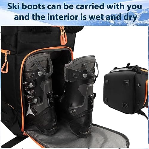 Hp hope Ski Backpack with Helmet Compartment 70L Large Capacity Ski Boot Bag for Skiing Waterproof Rucksack for Snowboarding for Ski Boots Skates Snowboard — view 3