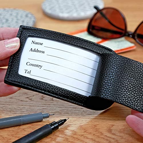 aztex Personalised Debossed Faux Leather Luggage Tag, 12cm x 6cm, Brown — view 3