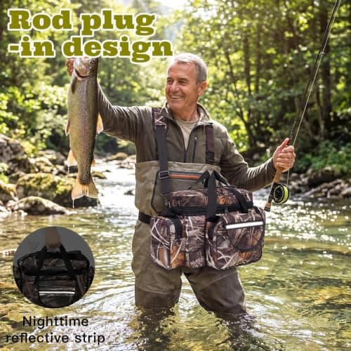 Dexpally Fishing Bag Large Capacity Fishing Tackle Bags Holdall with Belt & Shoulder Strap for Outdoors Hiking Hunting Camping Travel (Camouflage) — view 4