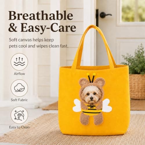 Paw Peek Pet Carrier Bag, Canvas Shoulder Tote for Small Dogs And Cats — view 4