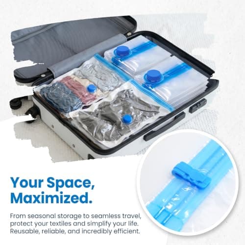 4 Pcs Space Saver Bags Vacuum Storage Bags Small Compression Zipper Storage Bags Vacuum Pack Bags for Clothes, Vacuum Bags for Clothes Travel Home, with Airtight Valve, 50 x 30 cm — view 5