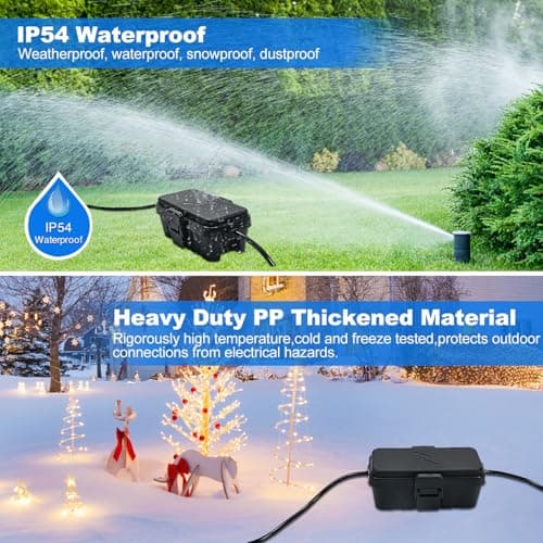 Hrensaw Small Weatherproof Electrical Connection Box(Inner 5.5 x 3 x 2.2inch),Outdoor Electrical Box,Waterproof Extension Cord Covers for Plug, Extension Cables, Holiday Lights,Black — view 4