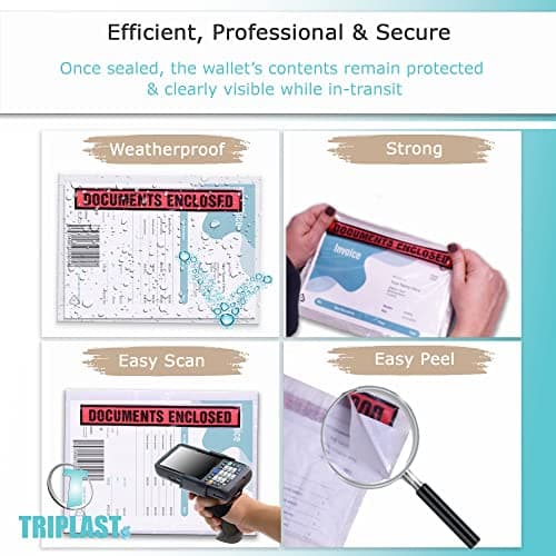 Triplast 100 x A4 Printed Document Enclosed Wallet (328 x 230 mm) | Peel & Seal Clear Plastic Envelopes/Sleeves/Pockets/Wallets | Attach Invoices, Packing Lists & Delivery Notes to Parcels — view 3