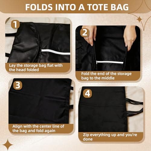 Long Dress Garment Bags, 180x60cm Folding Clothes Covers with 4 Pockets, Clothes Covers Protector Bags with Zipper, Dustproof Clothing Bag for Wedding Coat Gowns Dresses Suits Jackets Storage, Black — view 6