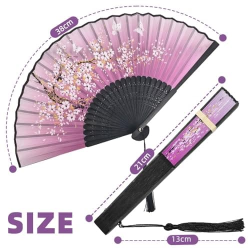 Belegao 2PCS Folding Hand Fans with Pouch and Tassel Elegant Hand Fans — view 2