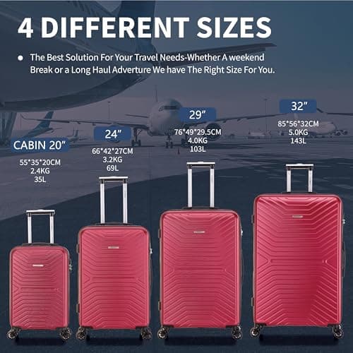 FLYMAX 55x35x20 Suitcase Carry on Suitcase Hard Shell Hand Luggage Cabin Bag Case Approved for Ryanair EasyJet 2 Small Fits 8kg 10kg 35 Litre Capacity + 3 Digit Lock + Telescopic Handle Cabin Luggage — view 6