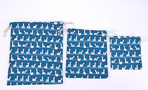 Amoyie Cotton Drawstring Bag 3pcs, Kids Storage Bag, Fabric Organiser Pouch — view 6