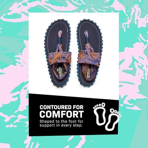 Gumbies Slingback Sandals | Unisex Flip-Flop Style with Recycled Rubber Sole, Cotton Canvas Toe Post & Stretchy Back Straps | Casual, Comfortable & Travel-Ready Footwear | Mint & Pink | EU 39 — view 3