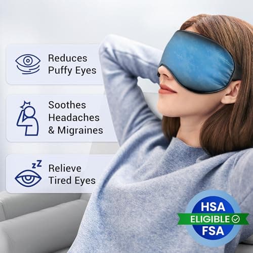 Cooling Eye Mask for Puffy Eyes, Dark Circles & Migraine Relief, Reusable Gel Cold Compress with Adjustable Strap for Headaches, Tired Eyes, Sleep & Post-Surgery Care, Black — view 2