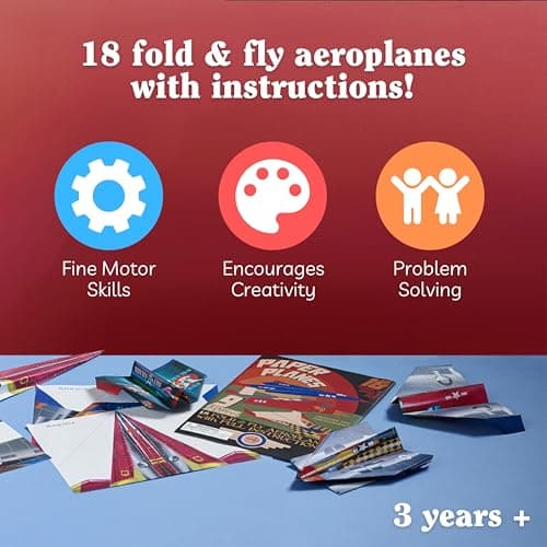 House of Marbles Paper Aeroplane Kit for Children, 18 FSC-Certified Fold-and-Fly Planes in 9 Designs with Instructions, Creative Paper Craft and Flying Activity, Travel Gift — view 5