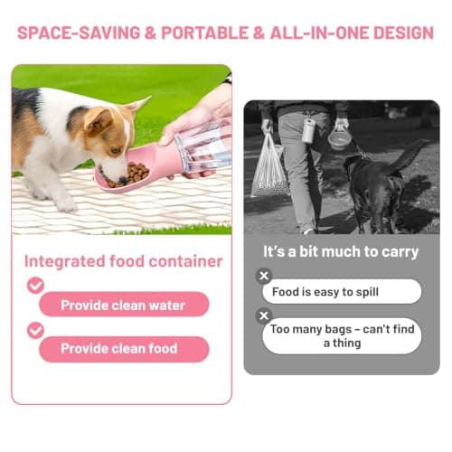 Portable Dog Water Bottle for Walking, 3-in-1 Multifunctional Dispenser — view 5