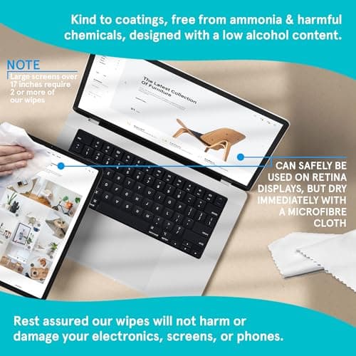 Professional Screen Wipes by Smith’s® | 60 Pack | 14 x 14cm | Perfect Cleaning Wipes for 17” Monitors, Laptops, iPads, Mobile Phones, 17” LCD TVs, Tablets, PCs, Keyboards & More! — view 4
